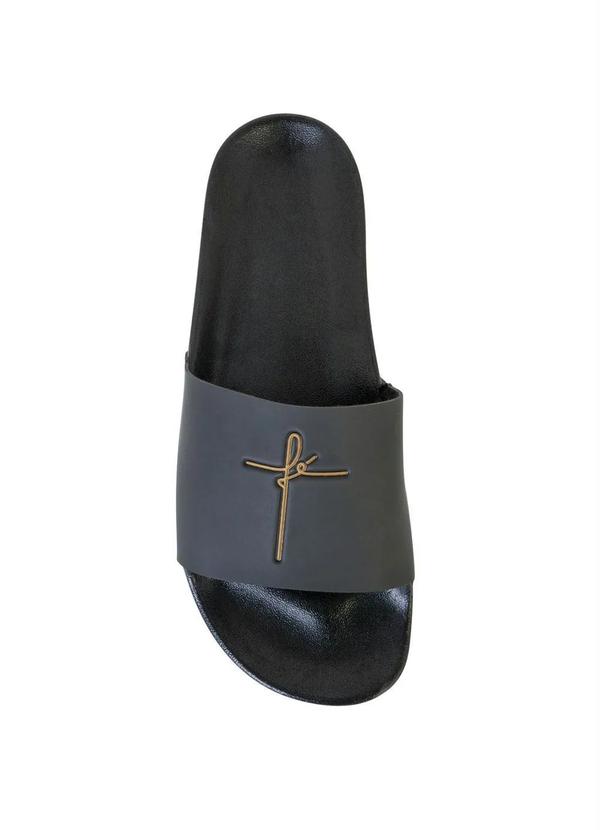 Outlet - Chinelo Slide Preto com Estampa em Relevo 4