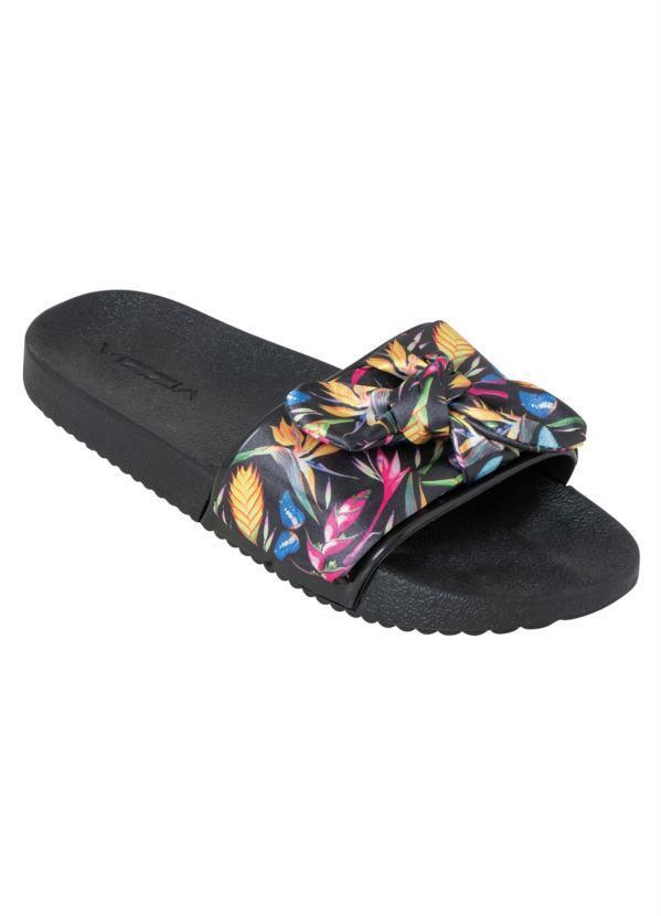 Perfecta - Chinelo Slide Preto com Revestimento em Tecido