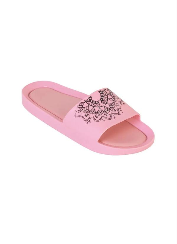 Outlet - Chinelo Slide Rosa com Estampa Mandala