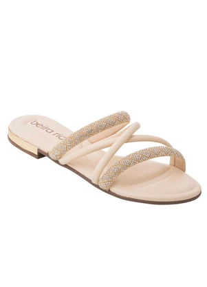 Rasteirinha Beira Rio (Creme) com Strass - BEIRA RIO