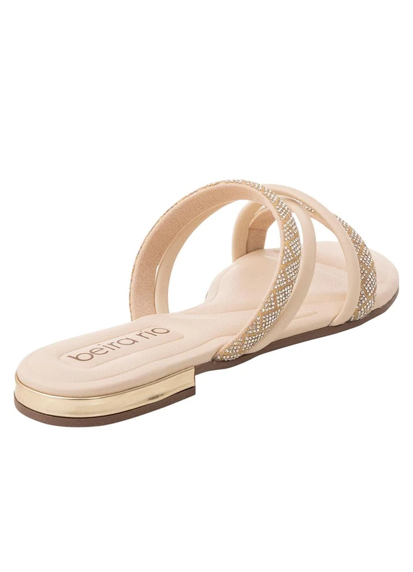Beira Rio - Rasteirinha Beira Rio Creme com Strass 3