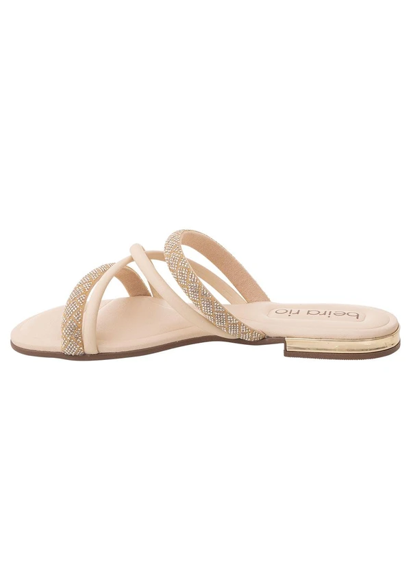 Beira Rio - Rasteirinha Beira Rio Creme com Strass 4
