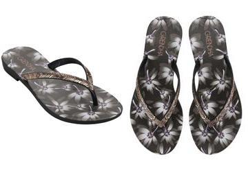 Rasteirinha Grendha Amor em Flor Preto Flores