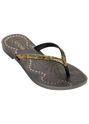 Rasteirinha Grendha Amor em Flor (Preto Folhas) - GRENDHA