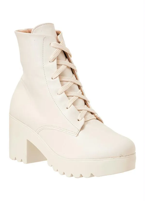 Perfecta - Coturno Cano Médio Off White em Sintético 4