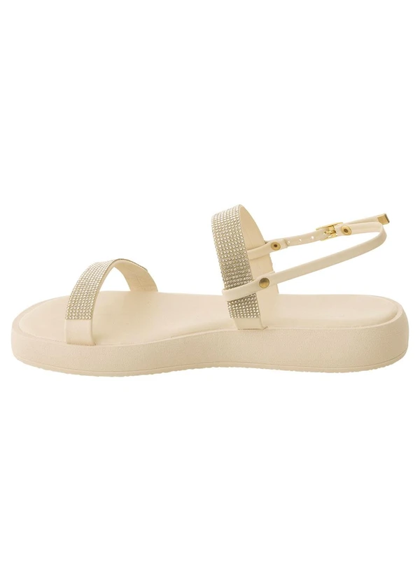 Perfecta - Sandália Flat Off White com Detalhe de Strass 3