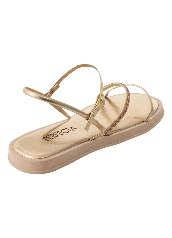 Perfecta - Sandália Ouro com Detalhe de Strass 2