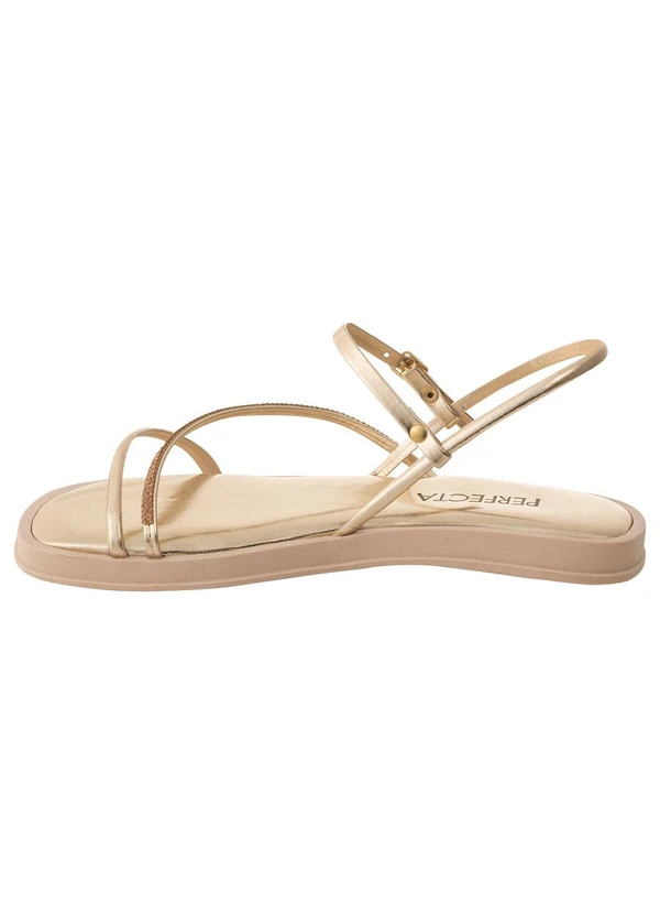 Perfecta - Sandália Ouro com Detalhe de Strass 3