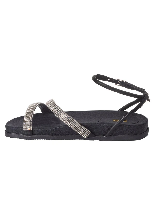 Perfecta - Sandália Papete Preta com Strass 3