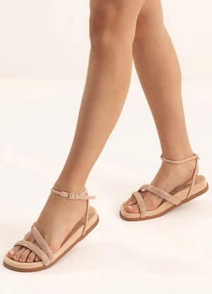 Perfecta - Sandália Papete Rosa com Detalhe de Strass - PERFECTA