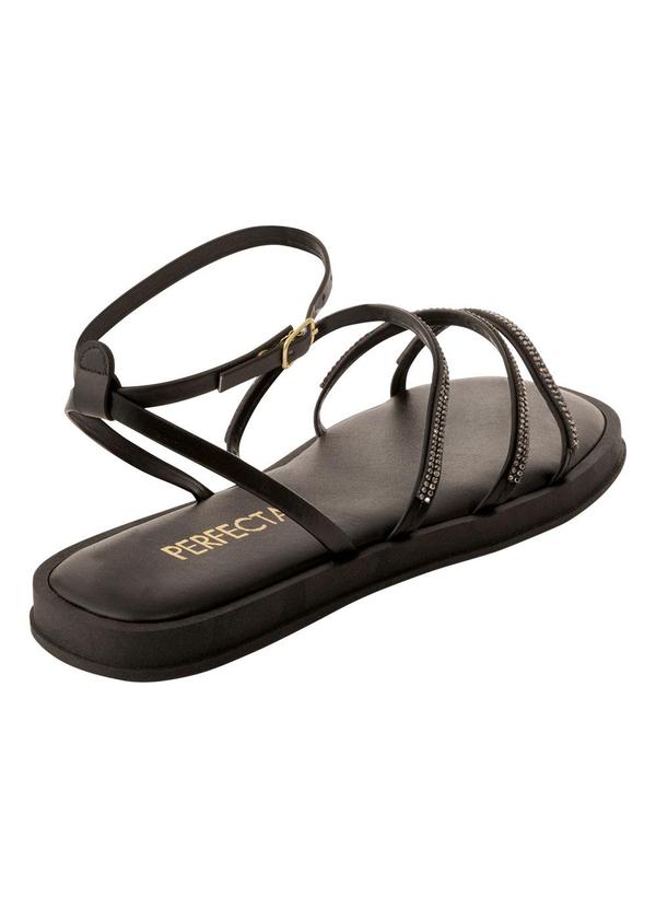 Perfecta - Sandália Preta em Sintético com Pedrarias 2