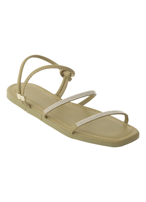 Perfecta - Sandália Verde com Detalhe de Strass