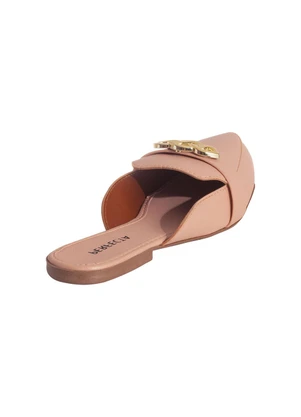 Perfecta - Mule Bege com Adereço Dourado no Cabedal - PERFECTA
