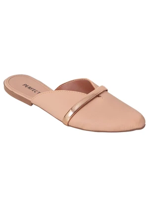 Perfecta - Mule Bege com Detalhe de Tira em Verniz - PERFECTA