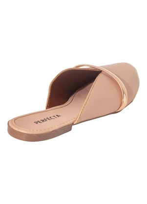 Perfecta - Mule Bege com Detalhe de Tira em Verniz - PERFECTA