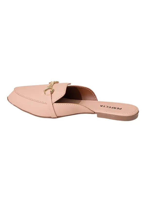 Perfecta - Mule Bege em Sintético com Adereço 3