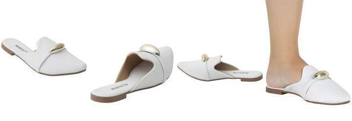 Mule Branco com Adereo Dourado