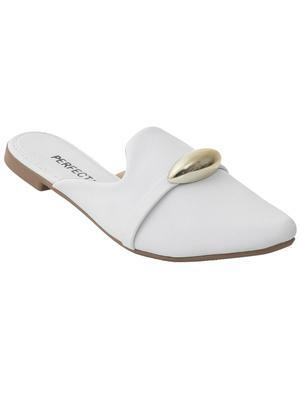 Mule (Branco) com Adereo Dourado