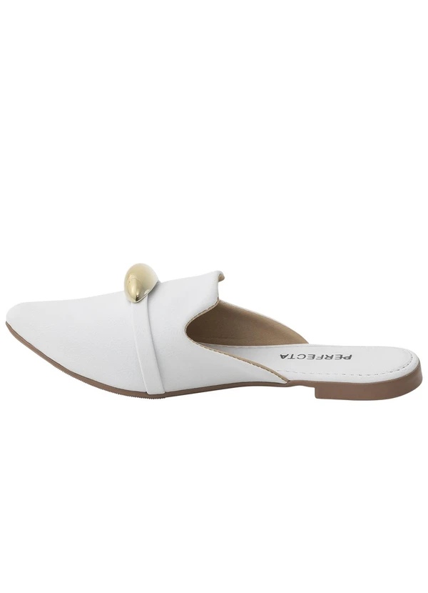 Perfecta - Mule Branco com Adereço Dourado 3