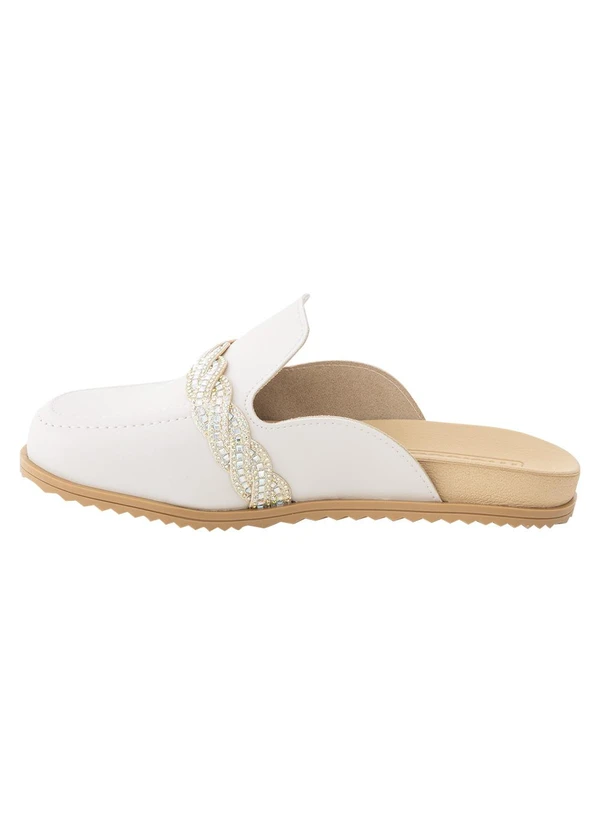 Moleca - Mule Moleca Off White em Sintético 3