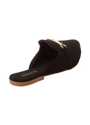 Perfecta - Mule Preto com Adereço Dourado no Cabedal - PERFECTA