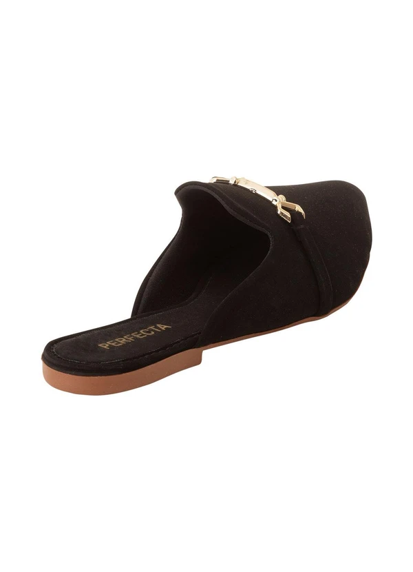 Perfecta - Mule Preto com Adereço Dourado no Cabedal 2