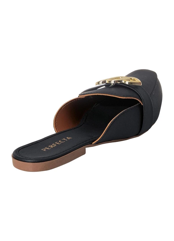 Perfecta - Mule Preto com Detalhe Dourado no Cabedal 4