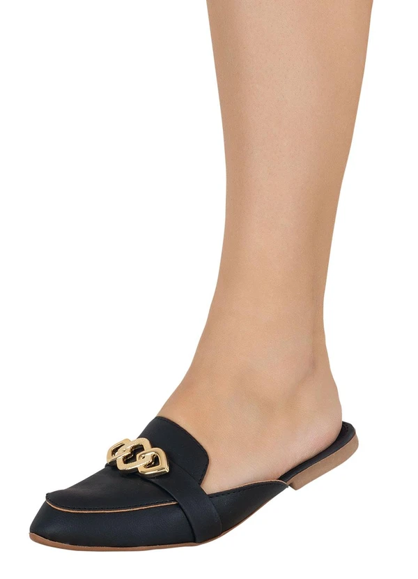 Perfecta - Mule Preto com Detalhe Dourado no Cabedal 7