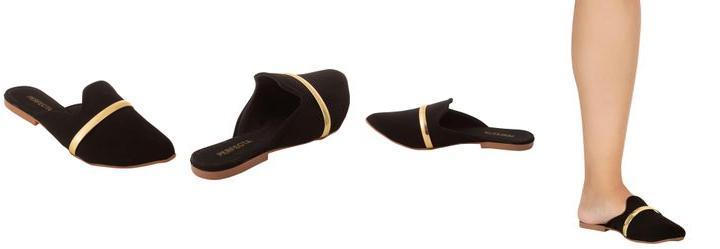 Mule Branco com Detalhe Dourado