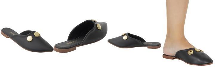 Mule Preto com Detalhe Dourado