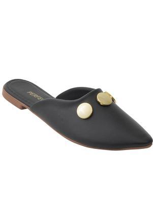 Mule (Preto) com Detalhe Dourado