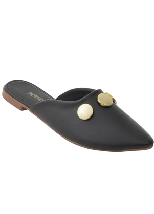 Perfecta - Mule Preto com Detalhe Dourado - PERFECTA