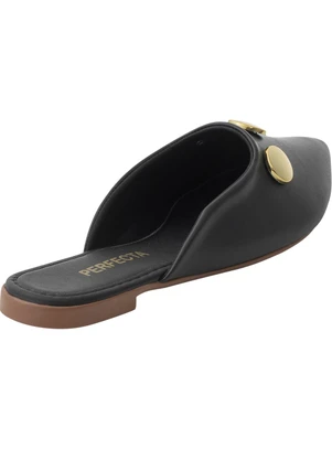 Perfecta - Mule Preto com Detalhe Dourado - PERFECTA