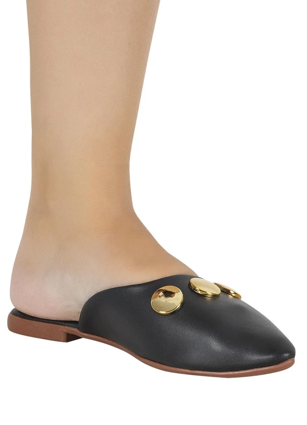 Perfecta - Mule Preto com Detalhe Dourado 4