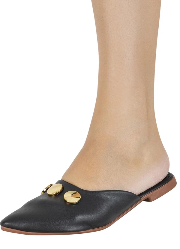 Perfecta - Mule Preto com Detalhe Dourado 5