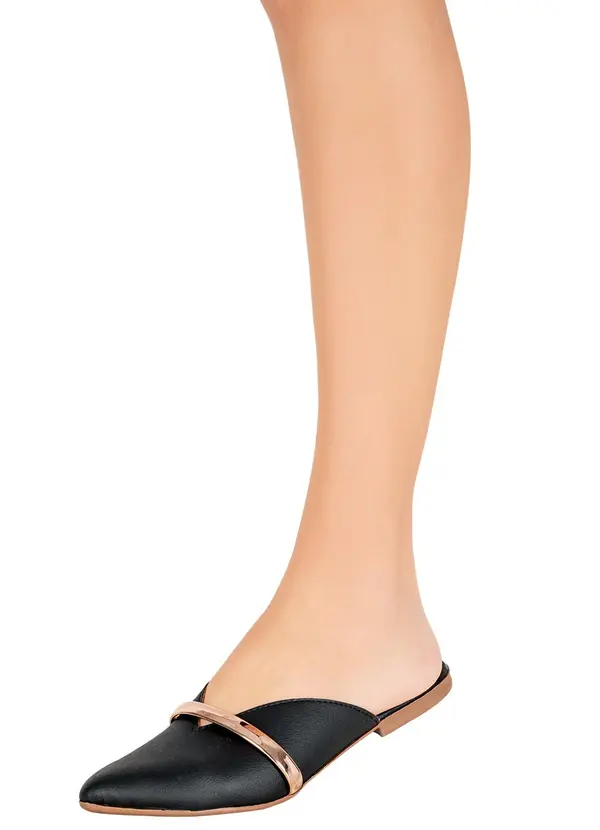 Perfecta - Mule Preto com Detalhe em Verniz 5