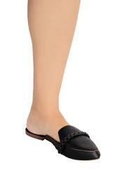 Mule Preto com Detalhe Tranado em Seu Cabedal