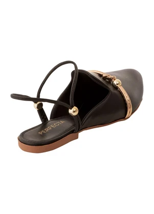 Perfecta - Mule Preto com Tira Traseira para Ajuste - PERFECTA