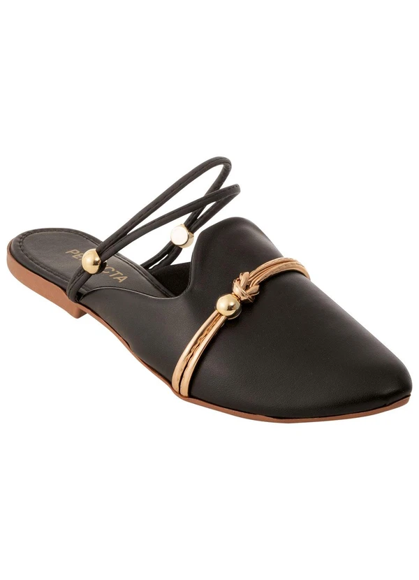 Perfecta - Mule Preto com Tira Traseira para Ajuste 4