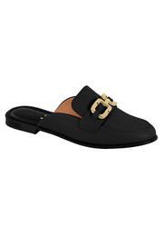 Mule Vizzano Preto com Adere�o Dourado