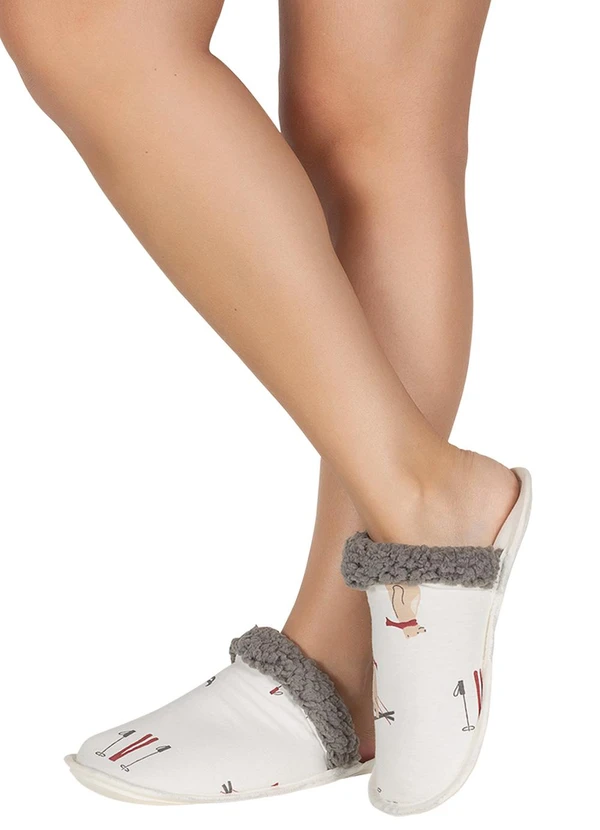 Perfecta - Chinelo Pantufa Branca em Sintético