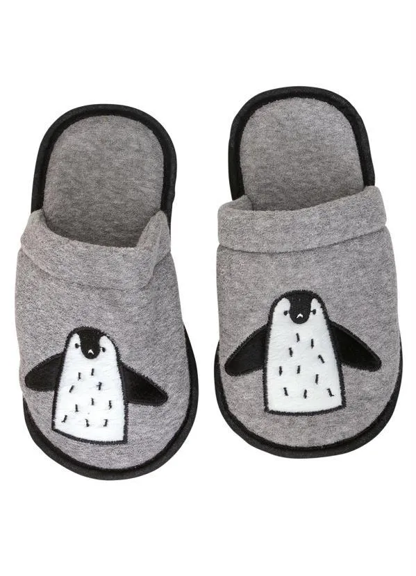 Perfecta - Chinelo Pantufa Cinza em Tecido Atoalhado 4