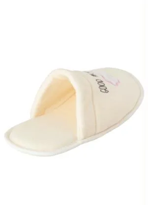 Perfecta - Chinelo Pantufa Creme com Bordado - PERFECTA
