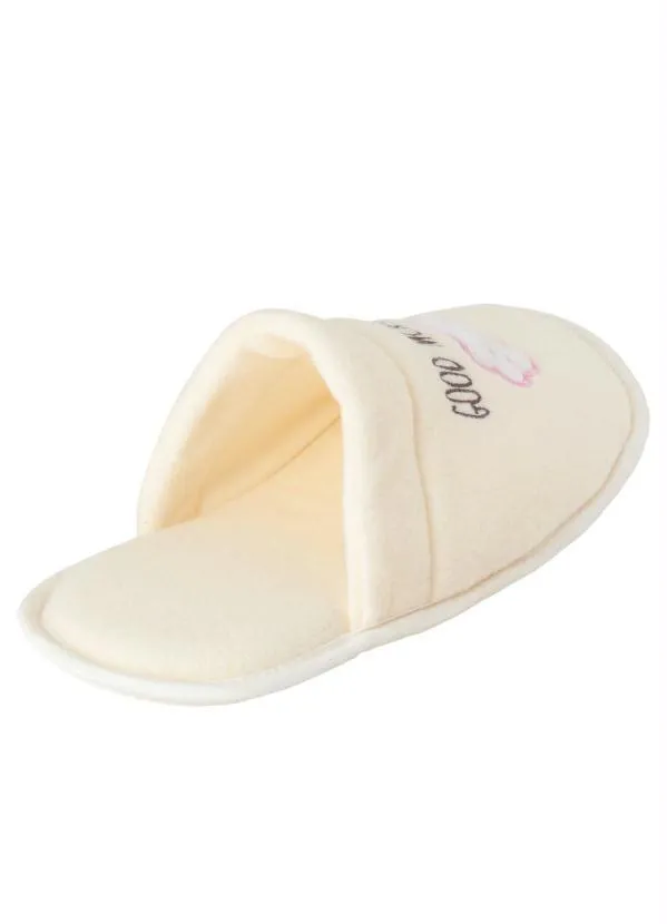 Perfecta - Chinelo Pantufa Creme com Bordado 2