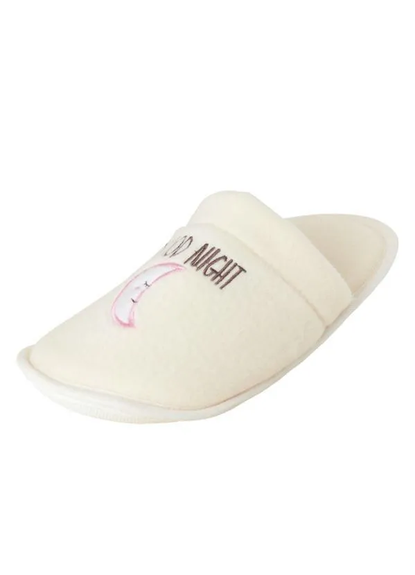 Perfecta - Chinelo Pantufa Creme com Bordado 4