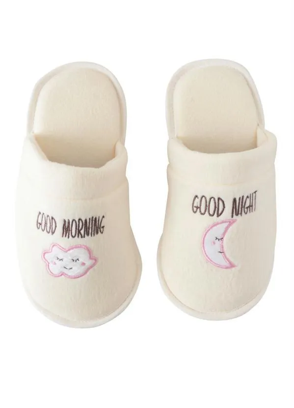 Perfecta - Chinelo Pantufa Creme com Bordado 5