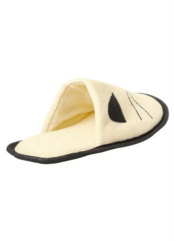 Perfecta - Chinelo Pantufa Creme com Detalhe Bordado 2