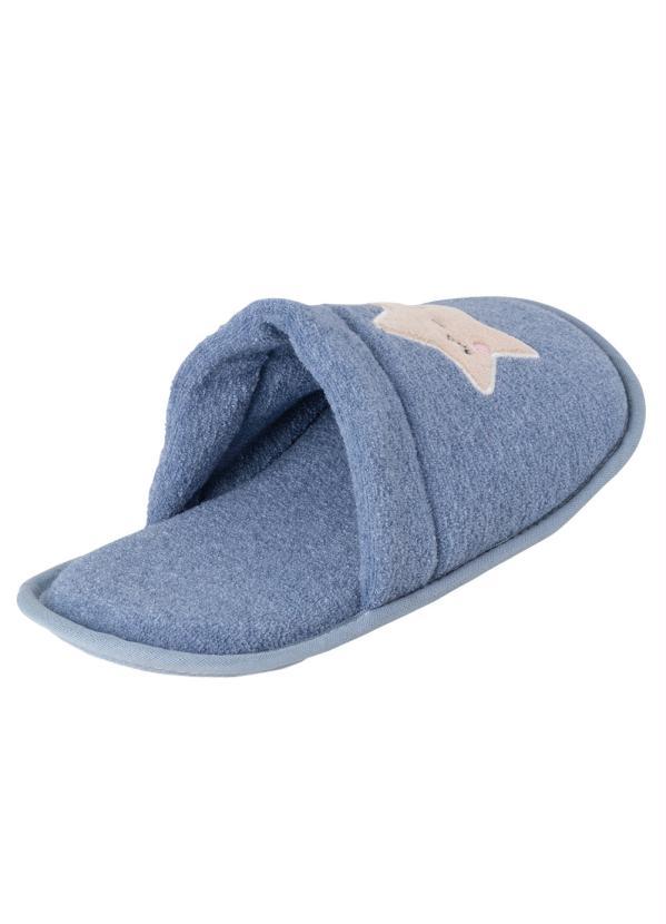 Perfecta - Chinelo Pantufa  de Pano Marinho com Bordado 2