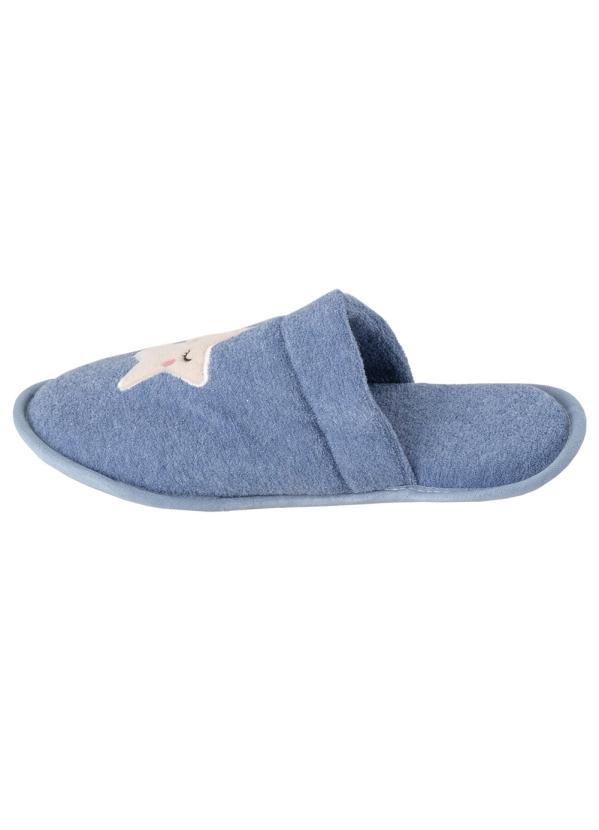 Perfecta - Chinelo Pantufa  de Pano Marinho com Bordado 3