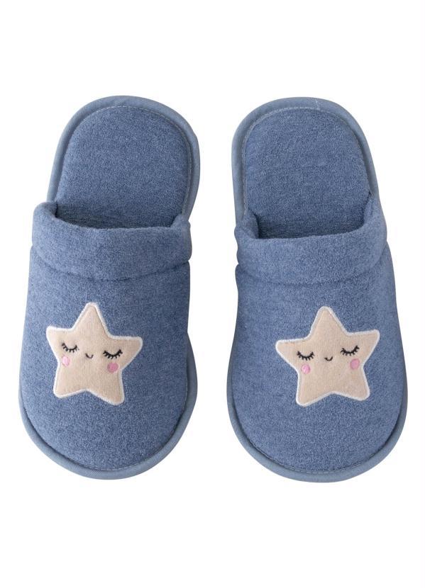 Perfecta - Chinelo Pantufa  de Pano Marinho com Bordado 4